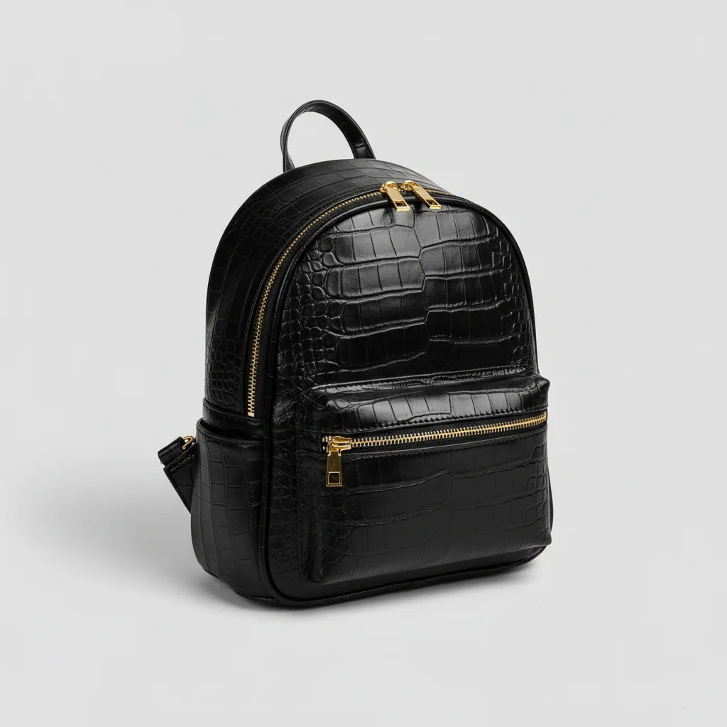 Petit sac à dos simili cuir crocodile noir - Vue 9 - petit sac à dos