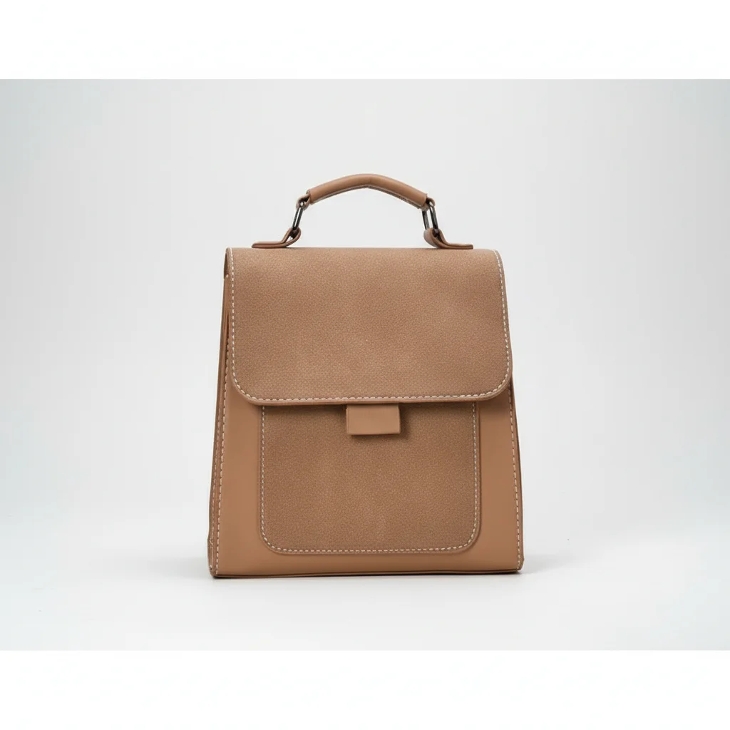 Petit sac à dos simili cuir marron compact - Vue 1 - petit sac à dos