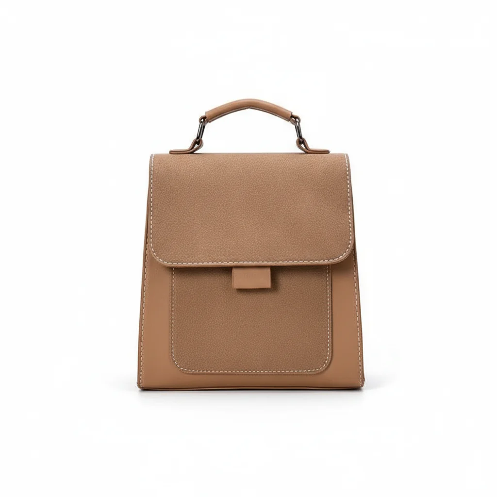 Petit sac à dos simili cuir marron compact - Vue 3 - petit sac à dos
