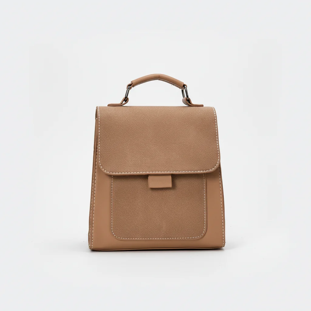Petit sac à dos simili cuir marron compact - Vue 4 - petit sac à dos