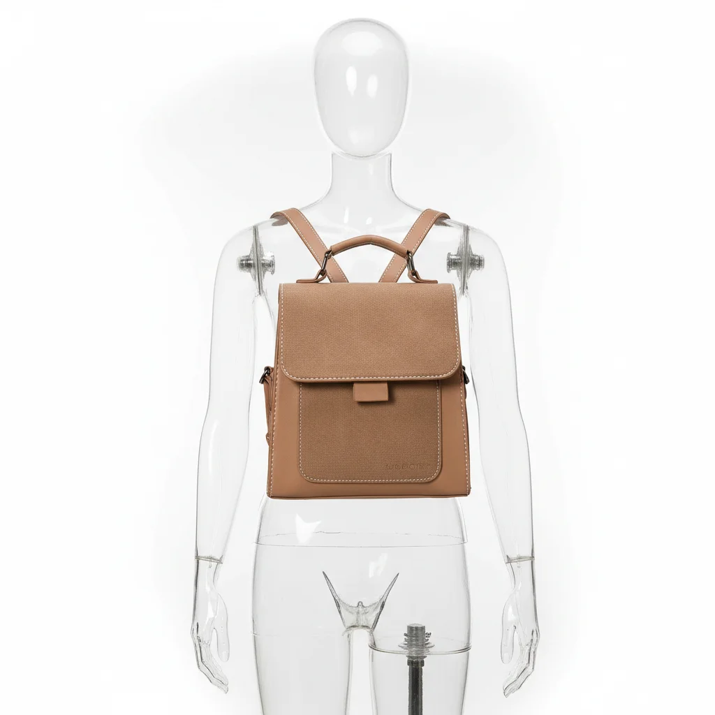 Petit sac à dos simili cuir marron compact - Vue 5 - petit sac à dos