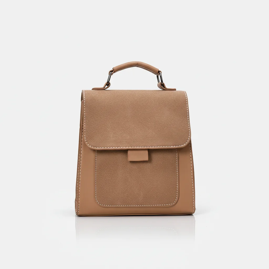 Petit sac à dos simili cuir marron compact - Vue 6 - petit sac à dos