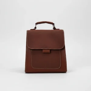 Petit sac à dos simili cuir marron foncé - Vue 1 - petit sac à dos