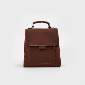Petit sac à dos simili cuir marron foncé - Vue 2 - petit sac à dos