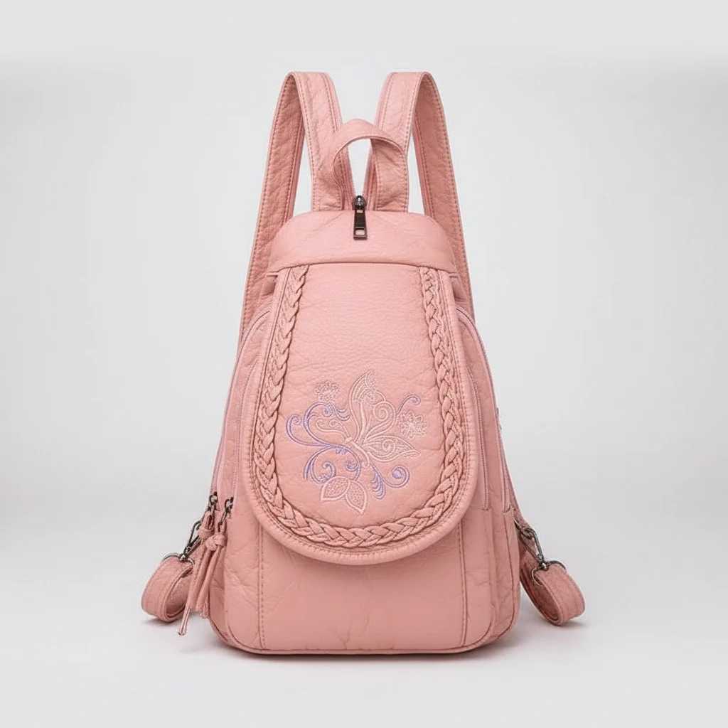 Petit sac à dos simili cuir rose - Vue 2 - petit sac à dos