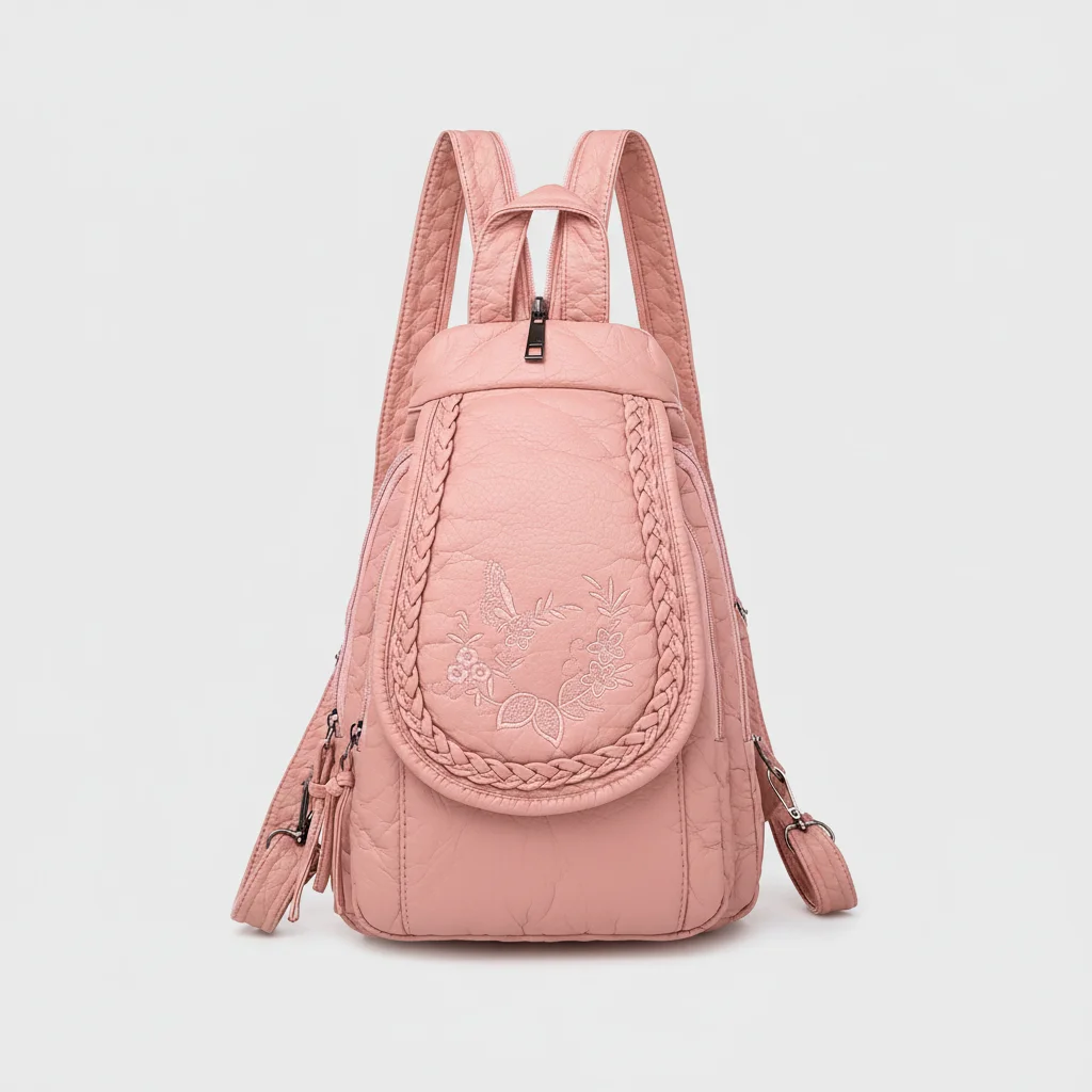 Petit sac à dos simili cuir rose - Vue 3 - petit sac à dos