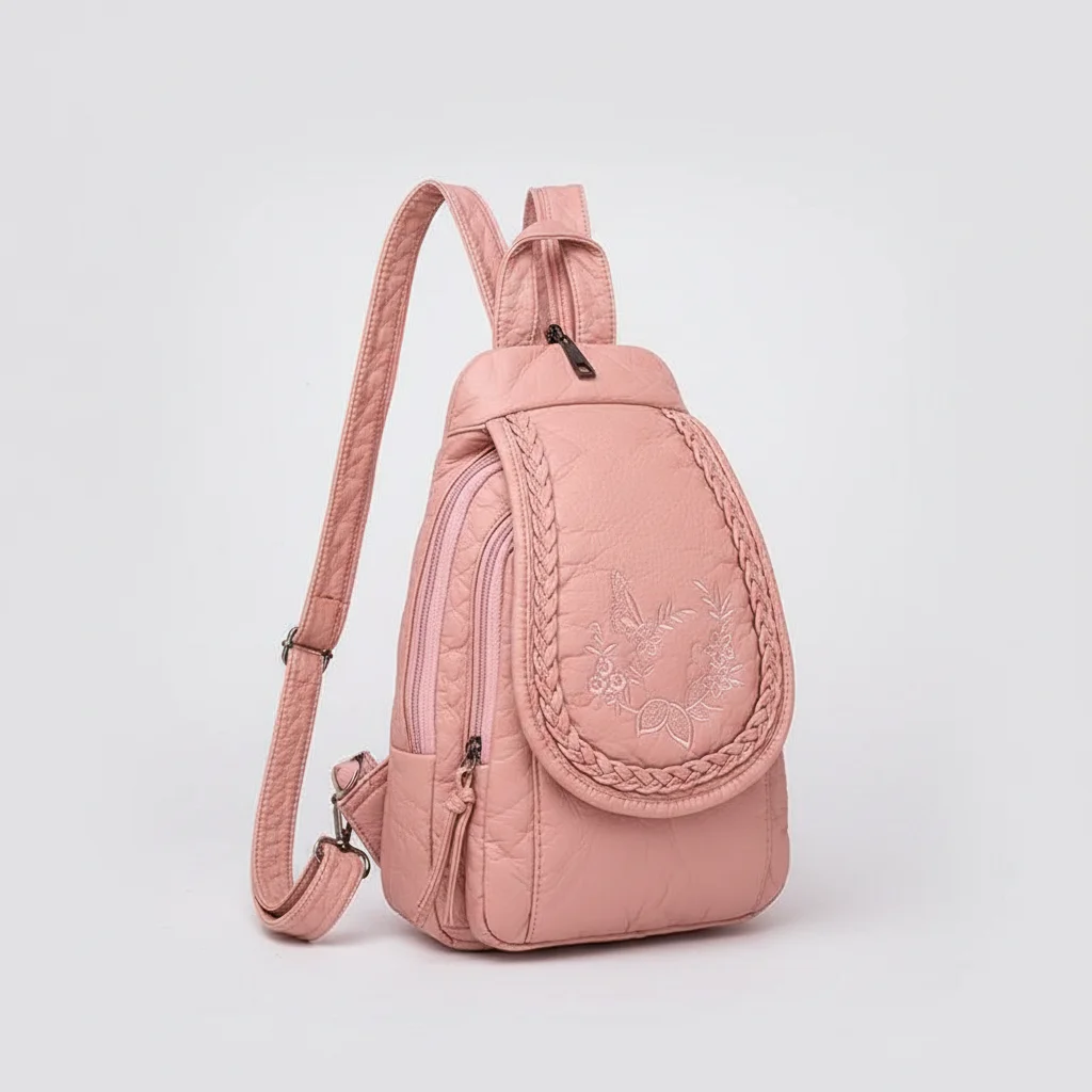 Petit sac à dos simili cuir rose - Vue 5 - petit sac à dos