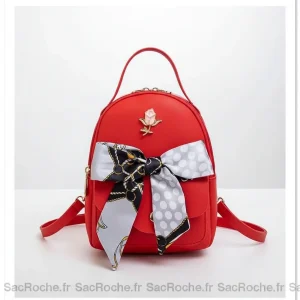 Petit sac à dos simili cuir rouge tendance - Vue 1 - petit sac à dos