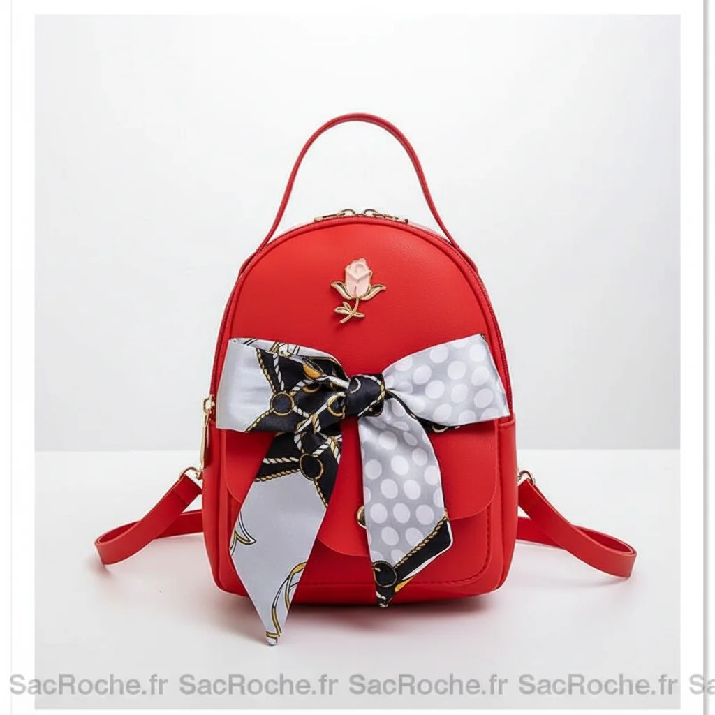 Petit sac à dos simili cuir rouge tendance - Vue 1 - petit sac à dos