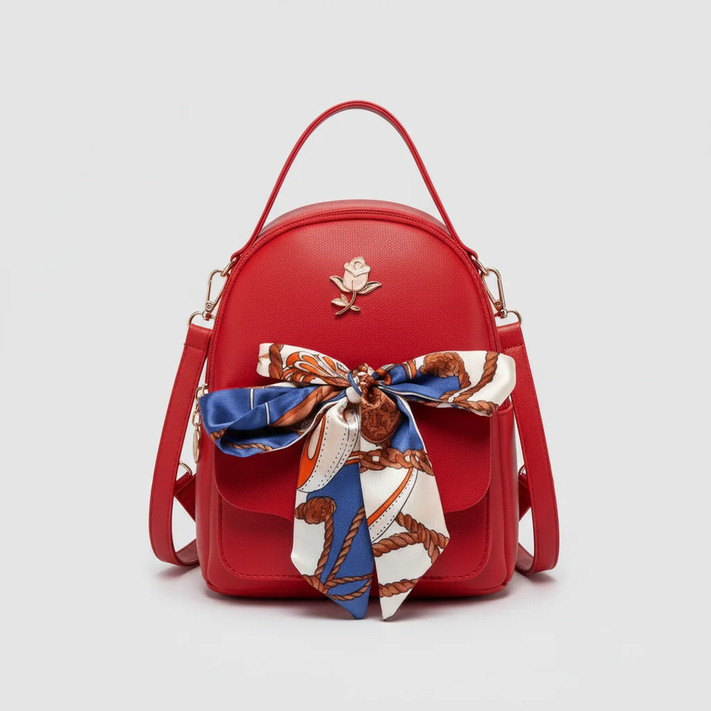 Petit sac à dos simili cuir rouge tendance - Vue 11 - petit sac à dos