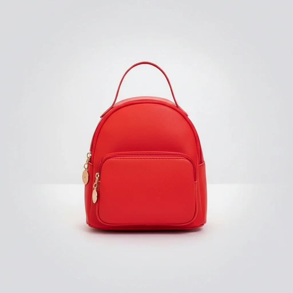 Petit sac à dos simili cuir rouge tendance - Vue 12 - petit sac à dos