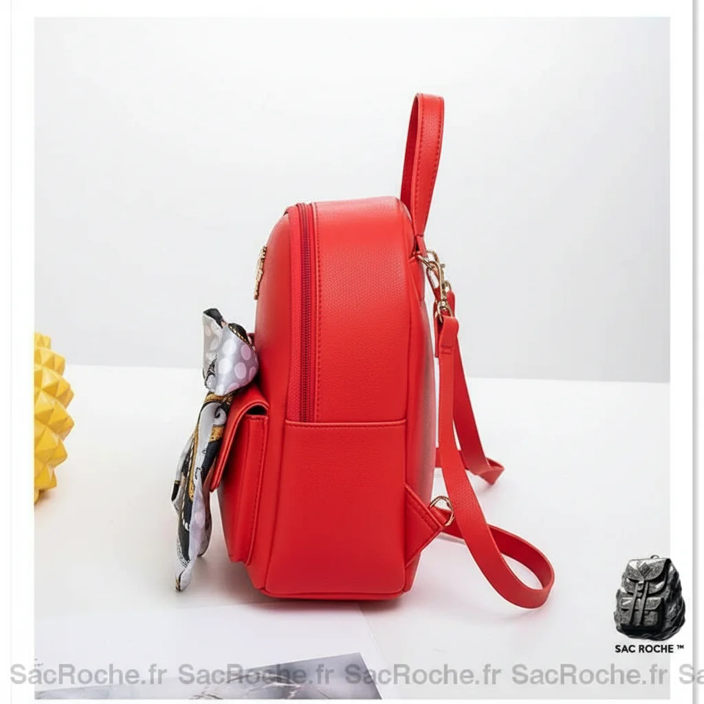Petit sac à dos simili cuir rouge tendance - Vue 2 - petit sac à dos