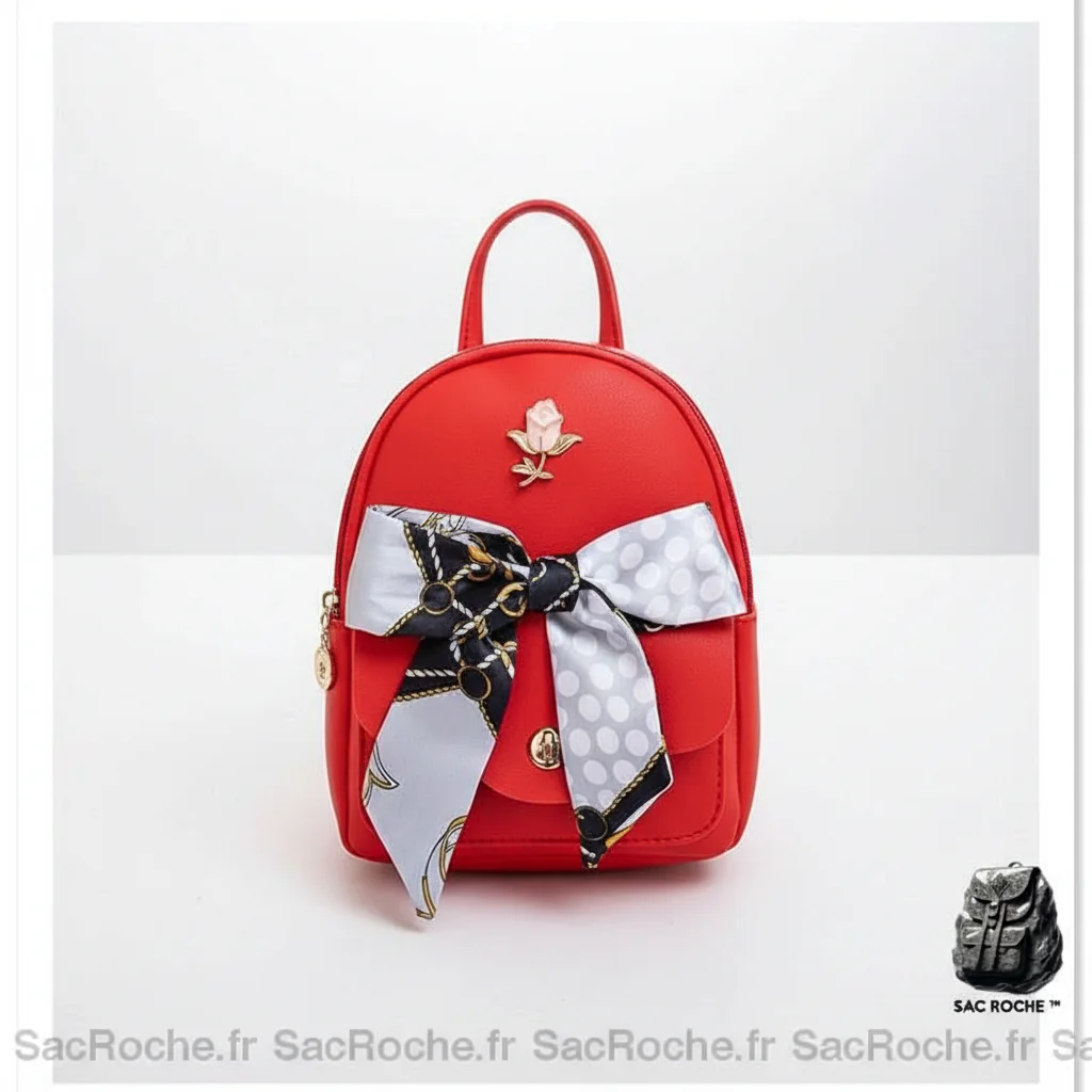 Petit sac à dos simili cuir rouge tendance - Vue 3 - petit sac à dos