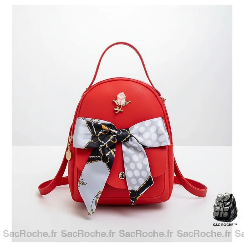 Petit sac à dos simili cuir rouge tendance - Vue 4 - petit sac à dos