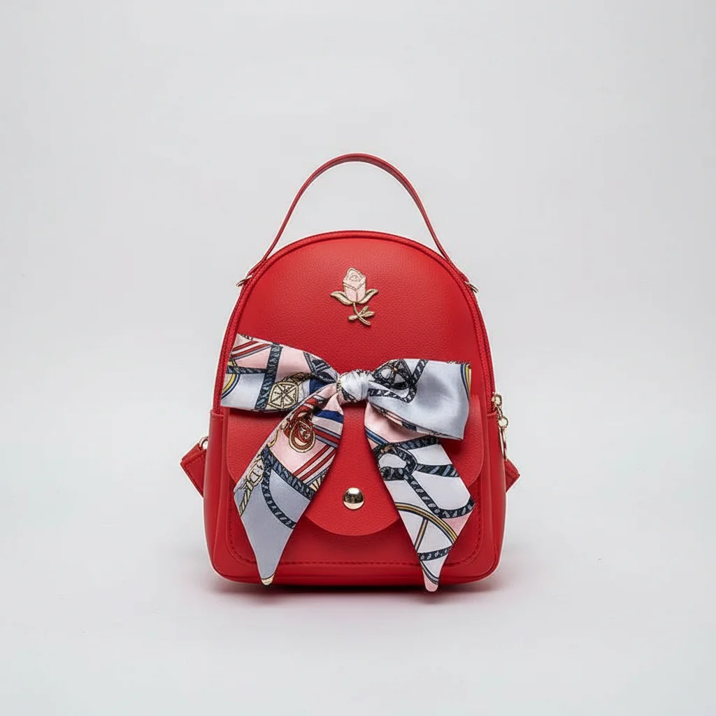 Petit sac à dos simili cuir rouge tendance - Vue 6 - petit sac à dos