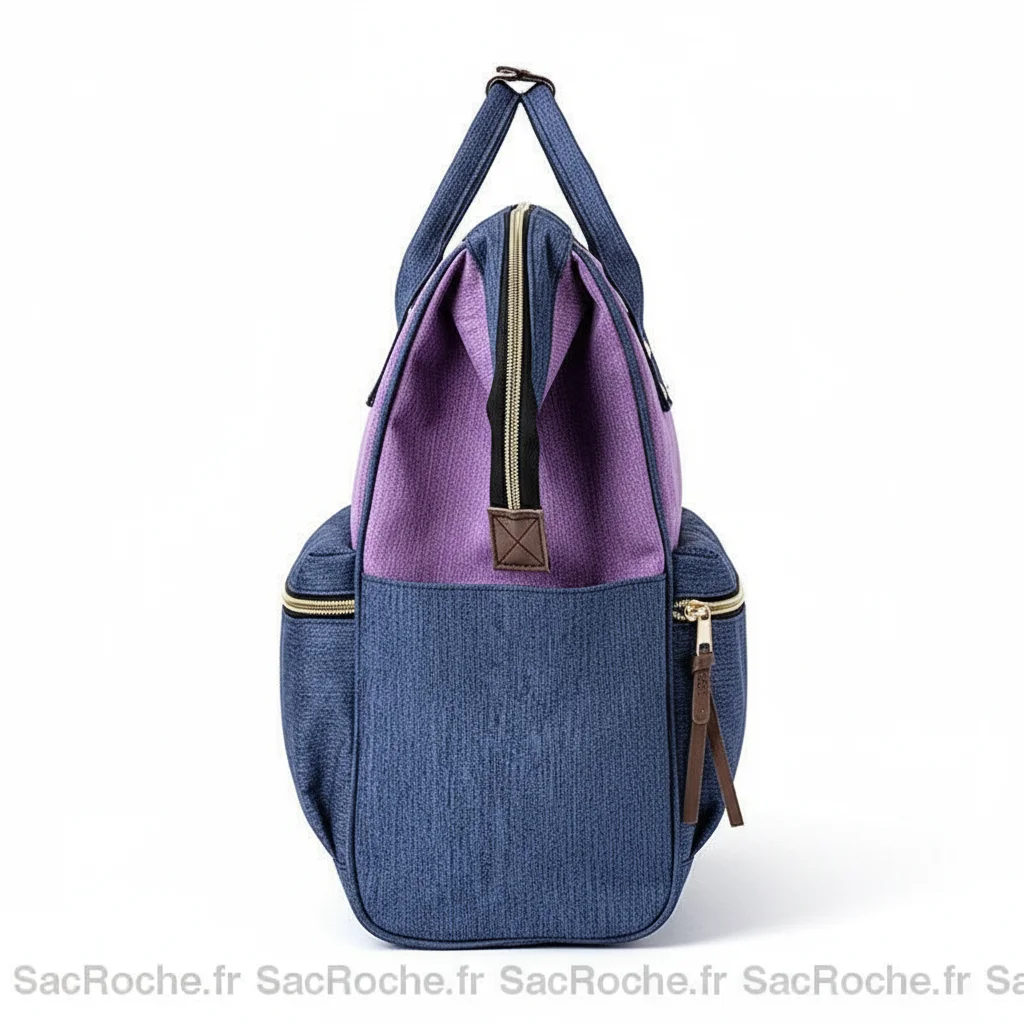 Petit sac à dos toile imperméable violet et bleu - Vue 2 - petit sac à dos
