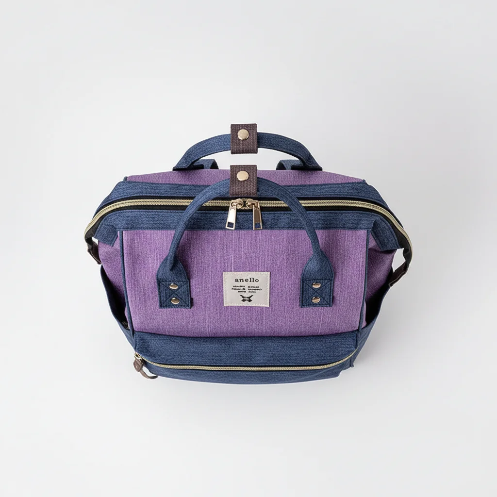 Petit sac à dos toile imperméable violet et bleu - Vue 3 - petit sac à dos