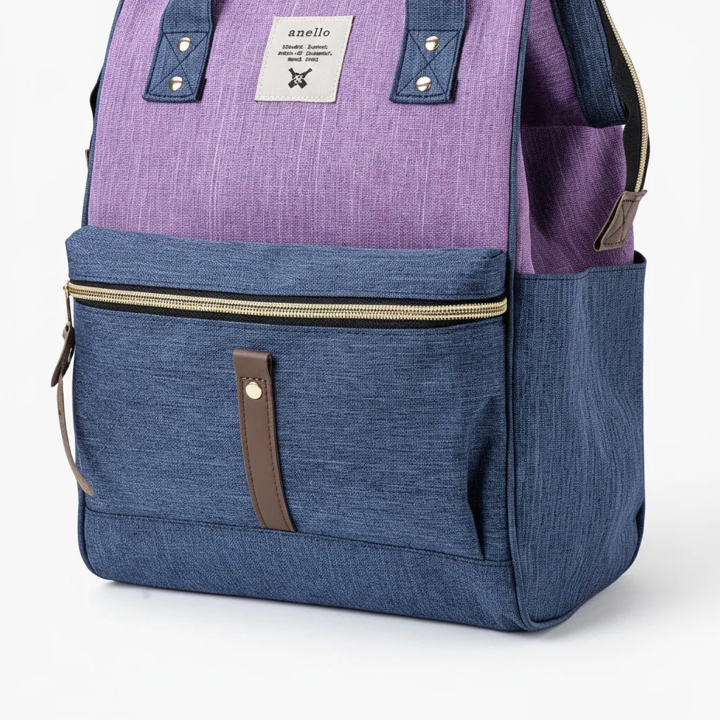 Petit sac à dos toile imperméable violet et bleu - Vue 4 - petit sac à dos