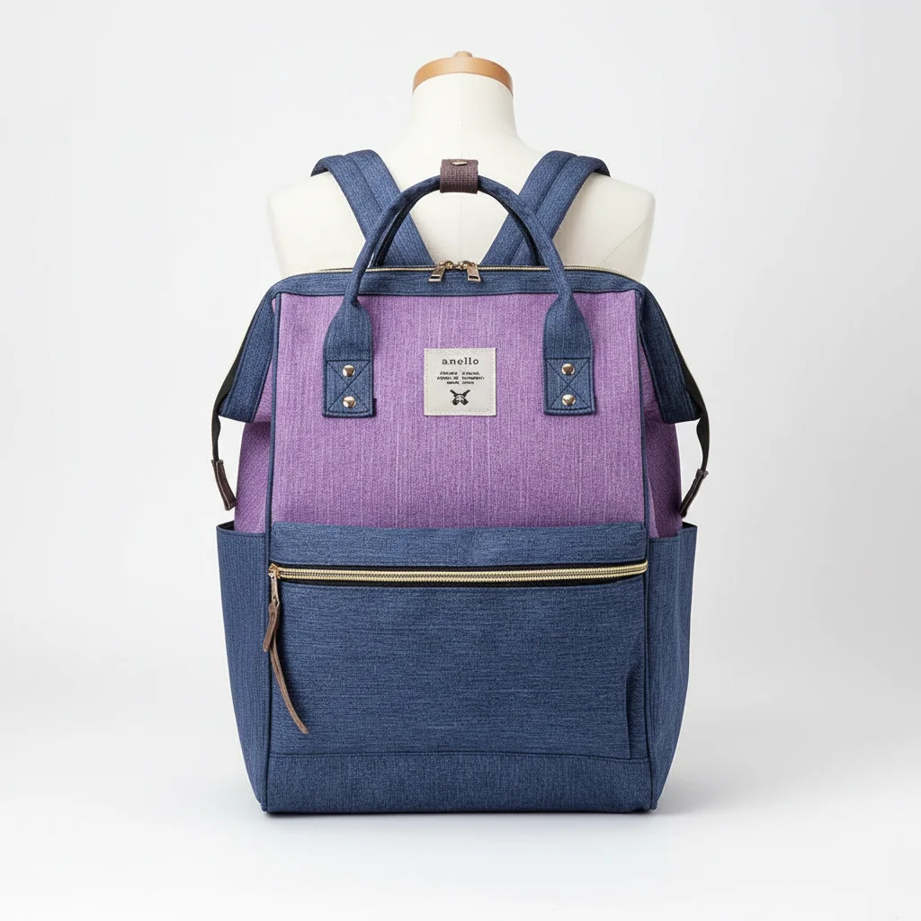 Petit sac à dos toile imperméable violet et bleu - Vue 5 - petit sac à dos