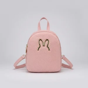 Petit sac à dos velours confortable rose - Vue 1 - petit sac à dos