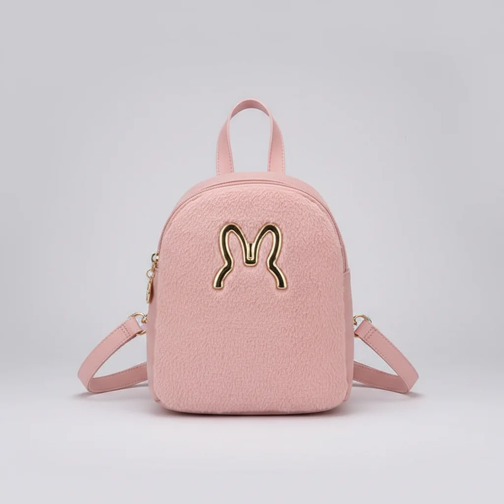 Petit sac à dos velours confortable rose - Vue 1 - petit sac à dos