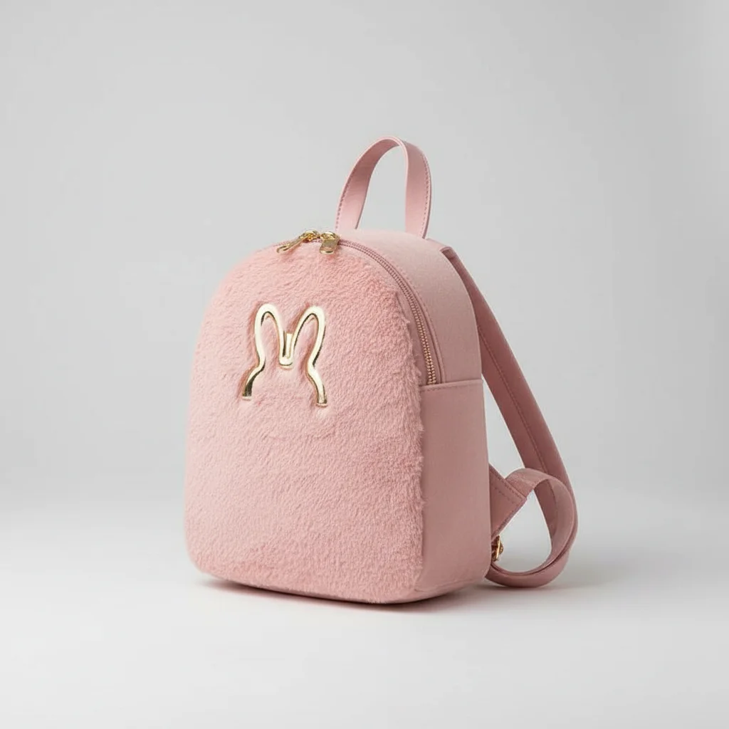 Petit sac à dos velours confortable rose - Vue 2 - petit sac à dos