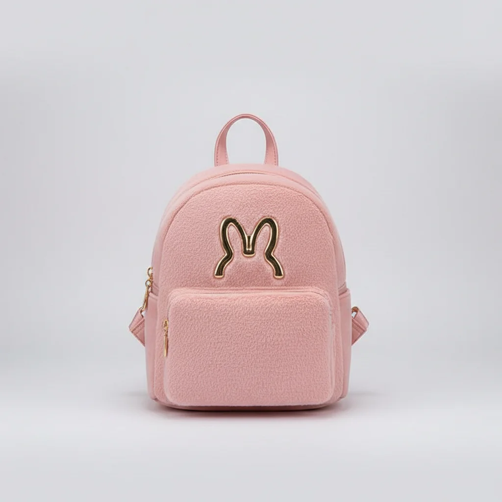 Petit sac à dos velours confortable rose - Vue 3 - petit sac à dos