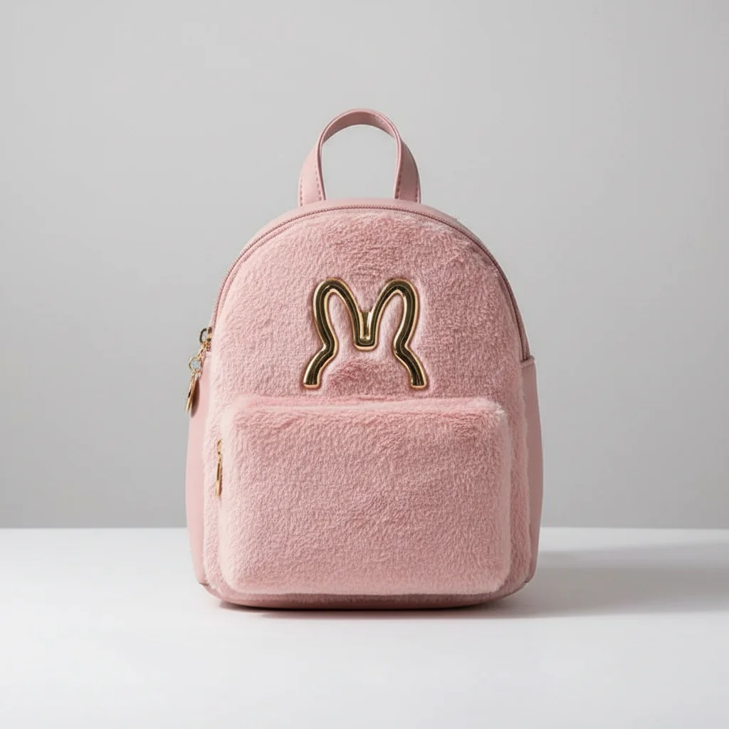 Petit sac à dos velours confortable rose - Vue 4 - petit sac à dos