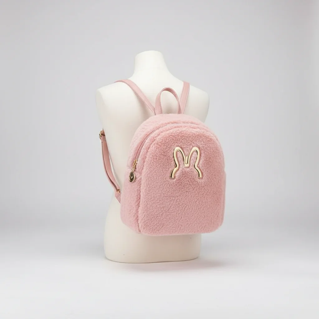 Petit sac à dos velours confortable rose - Vue 5 - petit sac à dos