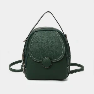 Petit sac à dos vert simili cuir compact - Vue 1 - petit sac à dos