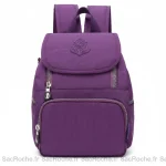 Petit sac à dos violet imperméable à rabat - Vue 1 - petit sac à dos