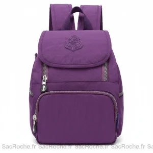 Petit sac à dos violet imperméable à rabat - Vue 1 - petit sac à dos