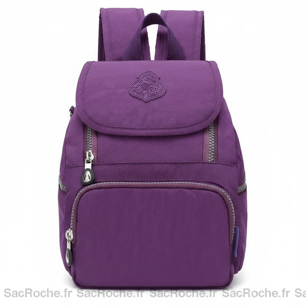 Petit sac à dos violet imperméable à rabat - Vue 1 - petit sac à dos