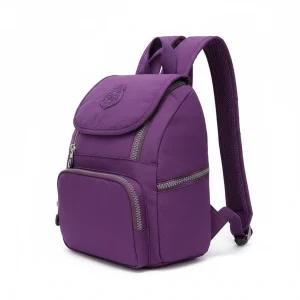 Petit sac à dos violet imperméable à rabat - Vue 2 - petit sac à dos