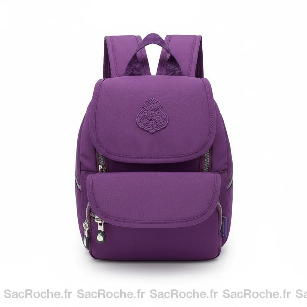 Petit sac à dos violet imperméable à rabat - Vue 3 - petit sac à dos